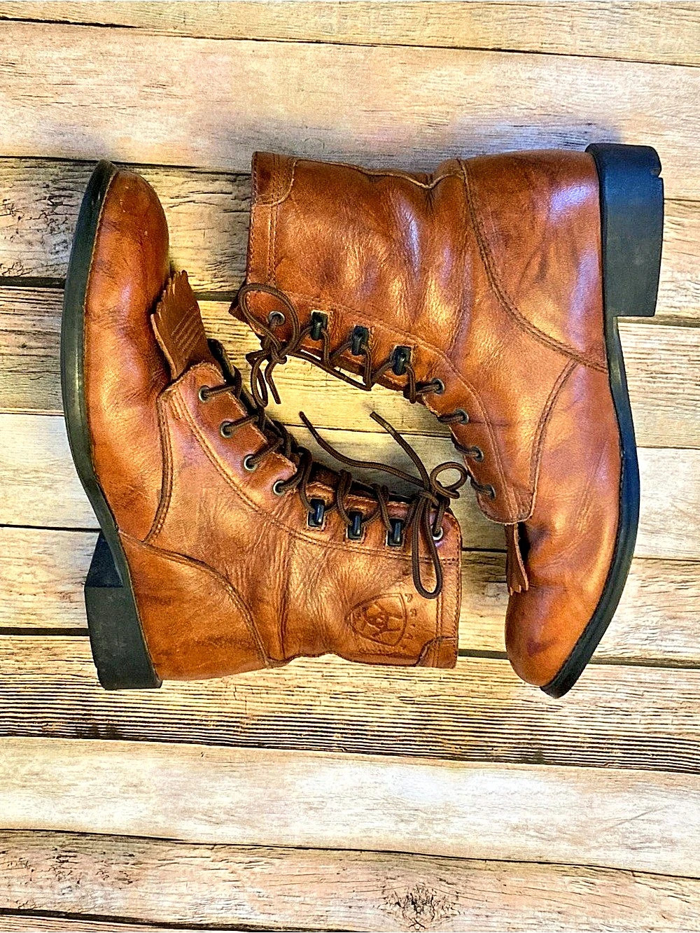 Ariat Lace-Up Fringe Boot Fringe Lace-Up Boots Brown US 6.5 B Wear inside heel - Picture 3 of 12